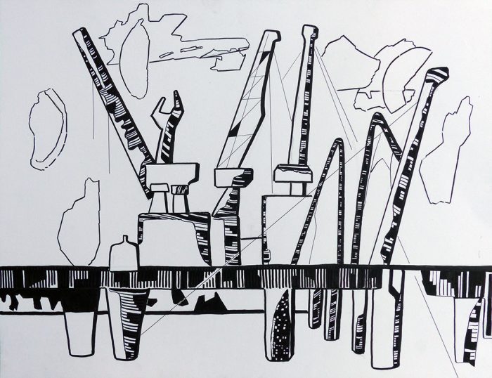 Caroline Radenne 2025 - Grues et papillons (IV) - Dessin au stylo
