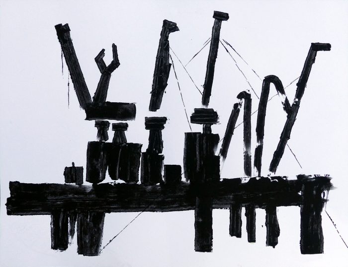 Caroline Radenne 2025 - Grues et papillons (V) - Dessin au couteau